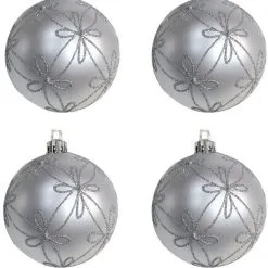 Don Disfraz 4 Verzierte Silberne Weihnachtskugeln