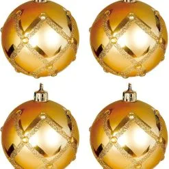 Don Disfraz 4 Goldenen Verzierte Weihnachtskugeln