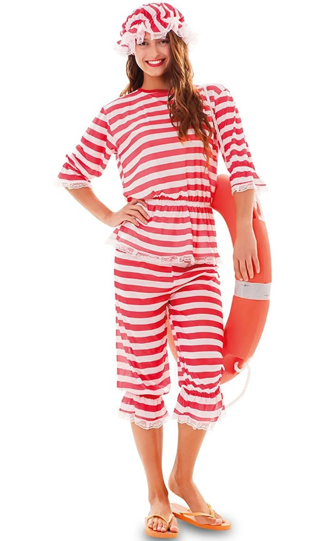 Don Disfraz Rot Gestreiftes Badeanzug-Kostüm Für Damen 3 Don Disfraz Rot Gestreiftes Badeanzug-Kostüm Für Damen