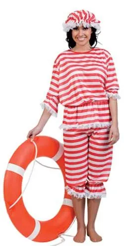 Don Disfraz Rot Gestreiftes Badeanzug-Kostüm Für Damen 4 Don Disfraz Rot Gestreiftes Badeanzug-Kostüm Für Damen - Image 2