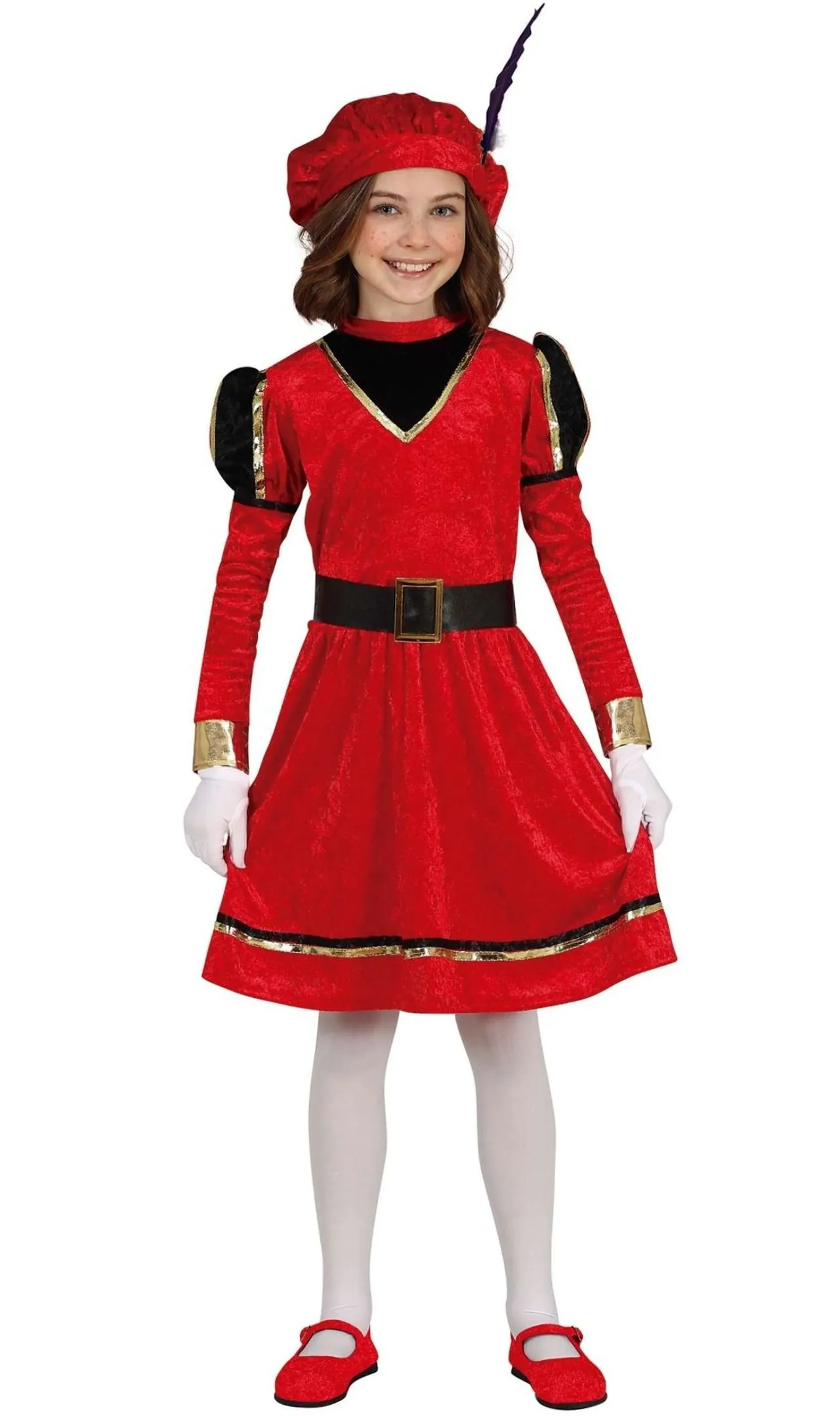 Don Disfraz Rotes Königliches Pagen-Weihnachtskostüm Für Mädchen 3 Don Disfraz Rotes Königliches Pagen-Weihnachtskostüm Für Mädchen