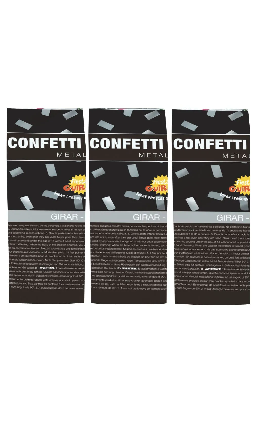 Don Disfraz Pack 3 Silberne Konfettikanonen 3 Don Disfraz Pack 3 Silberne Konfettikanonen